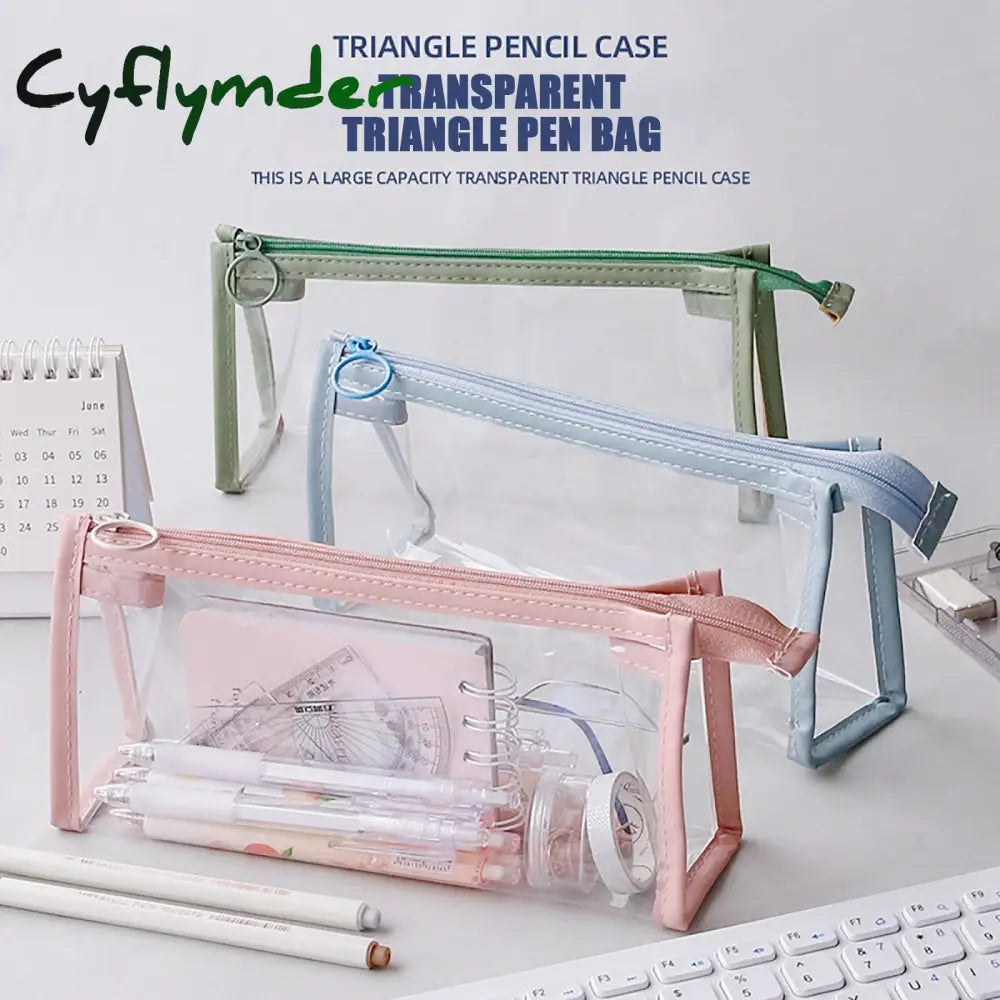 Cyflymder Exam Transparent Pencil Case Office Student Cases School Supplies Kawaii Pen Box Astuccio