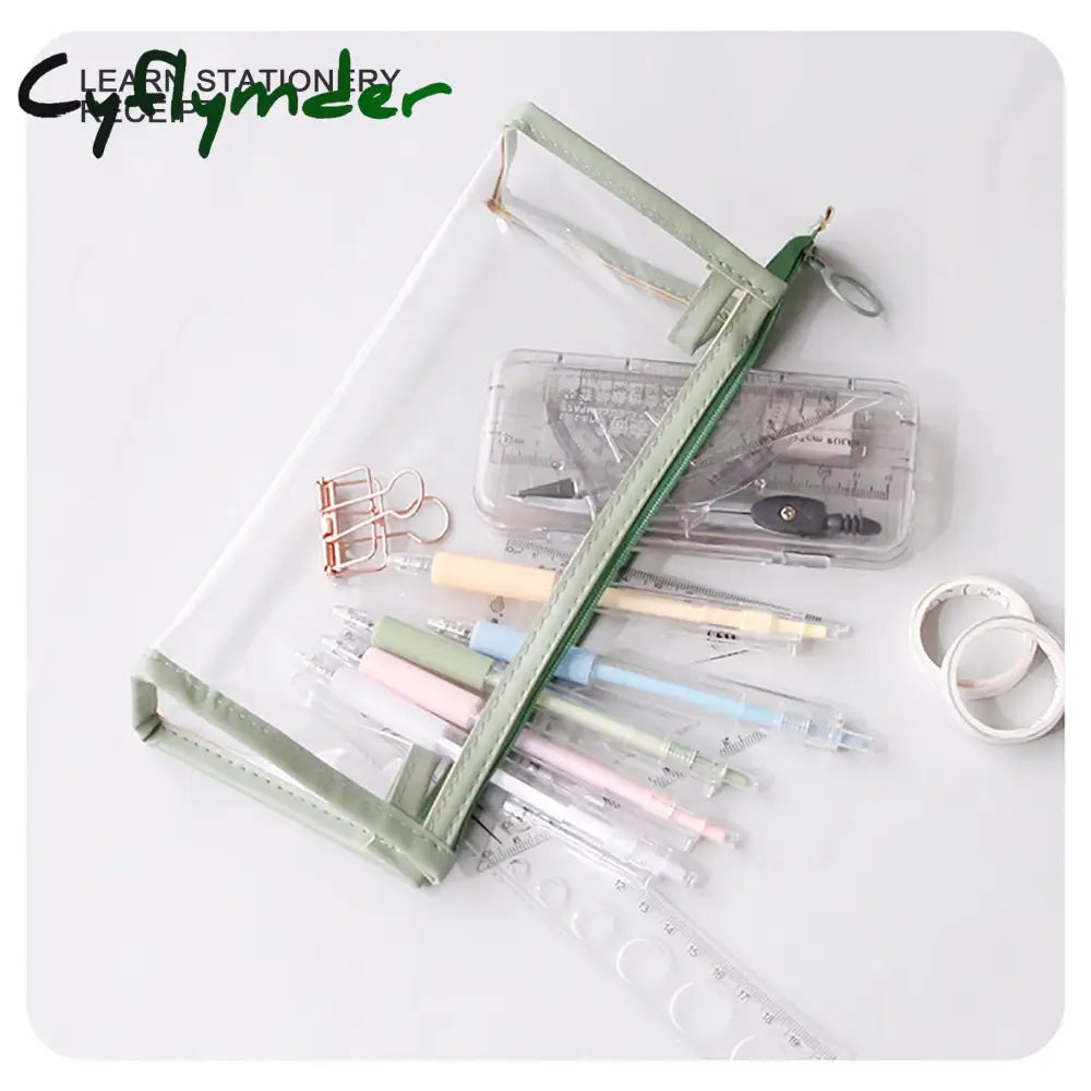 Cyflymder Exam Transparent Pencil Case Office Student Cases School Supplies Kawaii Pen Box Astuccio