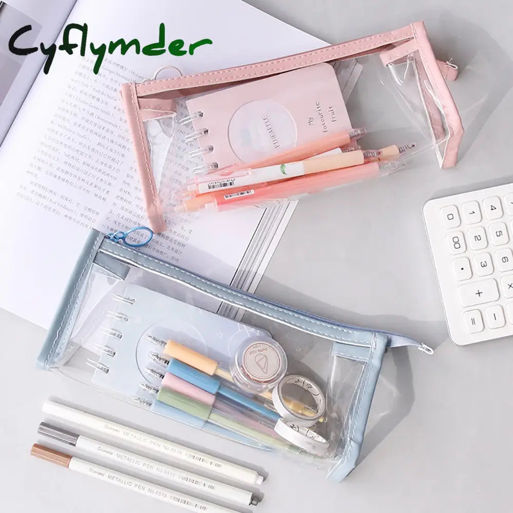 Cyflymder Exam Transparent Pencil Case Office Student Cases School Supplies Kawaii Pen Box Astuccio