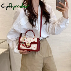 Cyflymder Exquisite Small Bags Women New Fashion Versatile Messenger Bag Sweet Cherry Square Chains