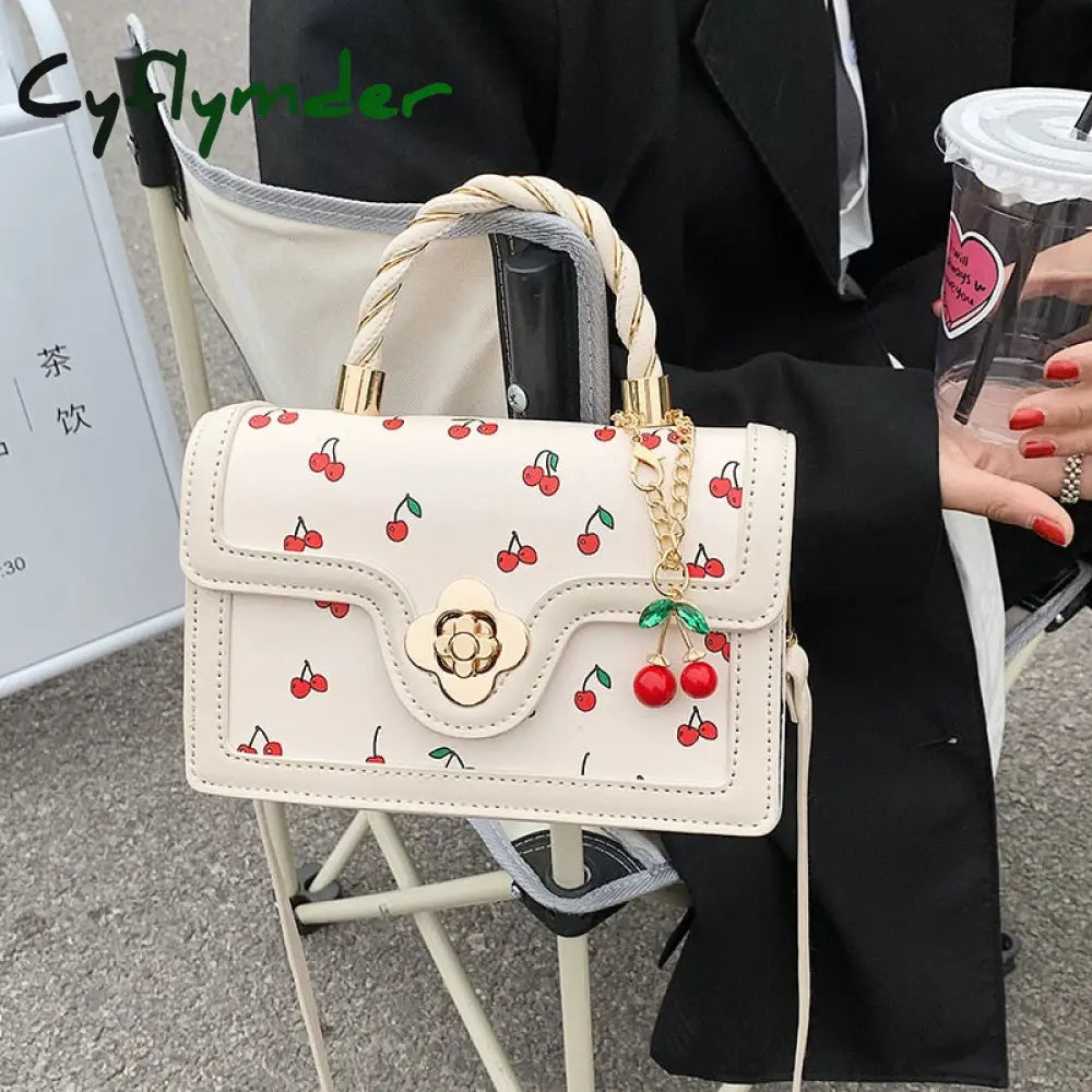 Cyflymder Exquisite Small Bags Women New Fashion Versatile Messenger Bag Sweet Cherry Square Chains