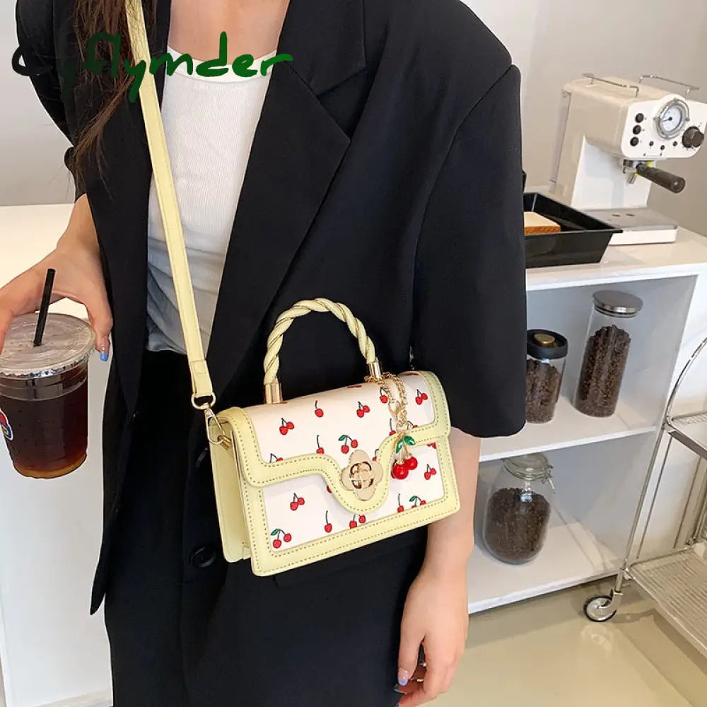 Cyflymder Exquisite Small Bags Women New Fashion Versatile Messenger Bag Sweet Cherry Square Chains