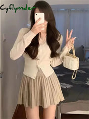 Cyflymder FALL OUTFITS Autumn Winter Cardigan for Women Patchwork Lace Long Sleeve Fashion Korean Knitted Sweet Sweater