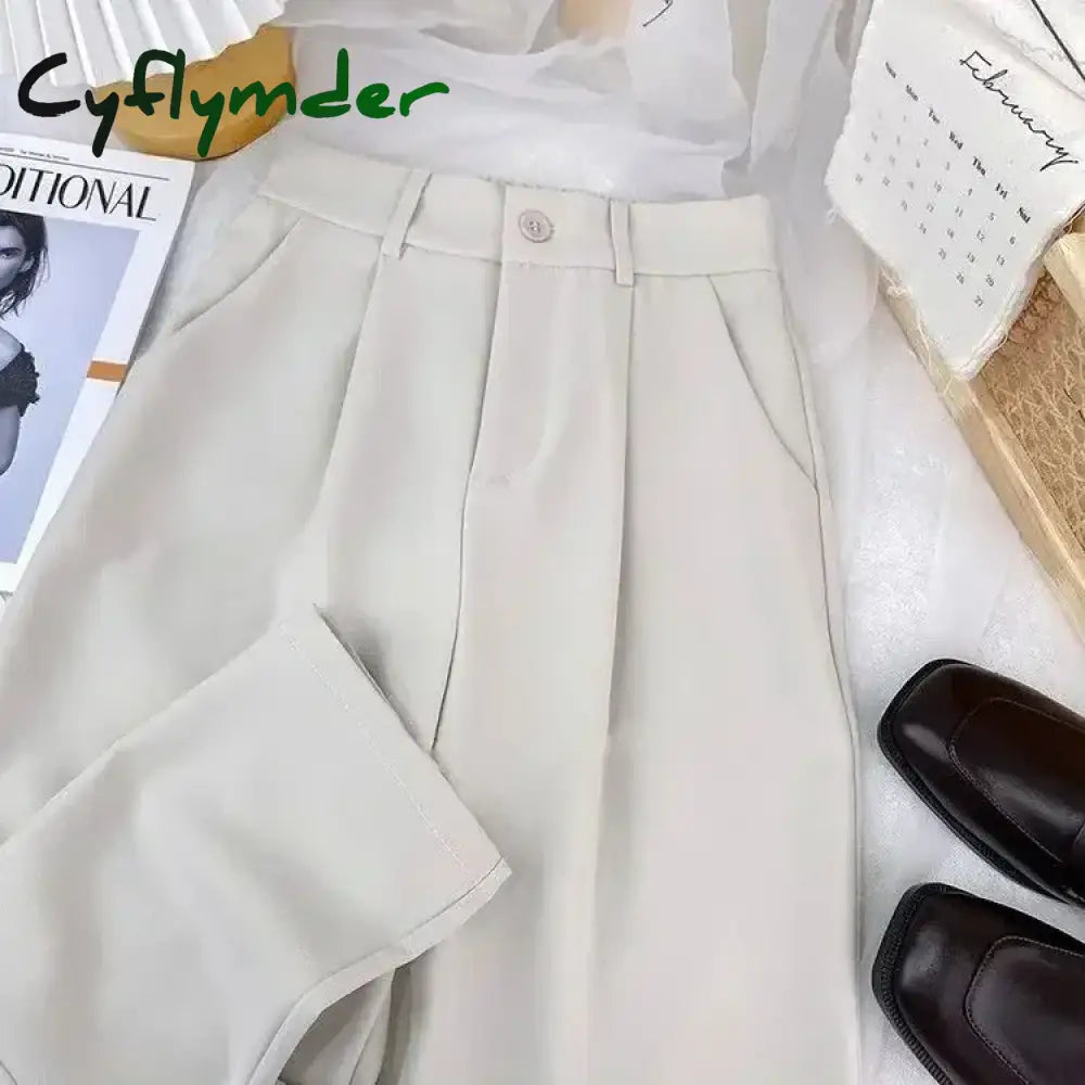 Cyflymder Fall Spring Black Suit Haren Pants Women Fashion Elastic High Waist Casual Trousers Woman Korean Style Solid