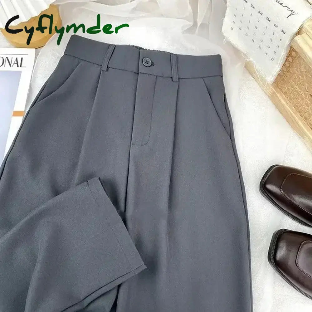 Cyflymder Fall Spring Black Suit Haren Pants Women Fashion Elastic High Waist Casual Trousers Woman Korean Style Solid