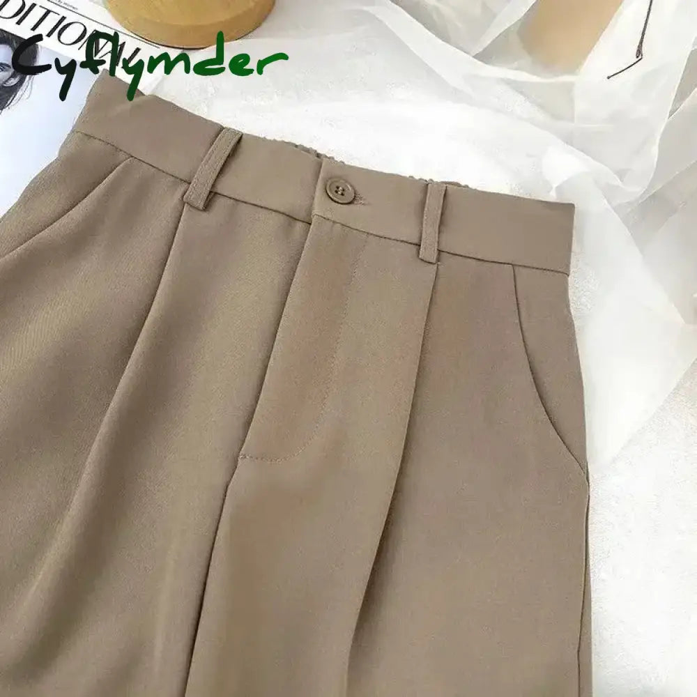 Cyflymder Fall Spring Black Suit Haren Pants Women Fashion Elastic High Waist Casual Trousers Woman Korean Style Solid