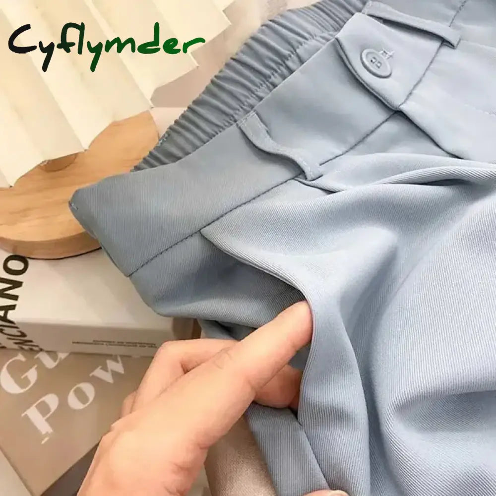 Cyflymder Fall Spring Black Suit Haren Pants Women Fashion Elastic High Waist Casual Trousers Woman Korean Style Solid