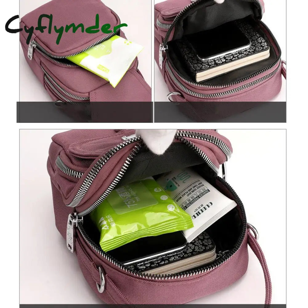 Cyflymder Fashion 3 Layers Women Mini Bag High Quality Durable Fabric Girls Small Shoulder Prettry