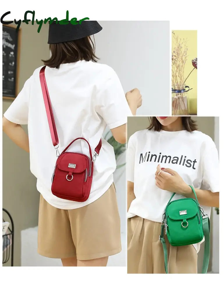 Cyflymder Fashion 3 Layers Women Mini Bag High Quality Durable Fabric Girls Small Shoulder Prettry