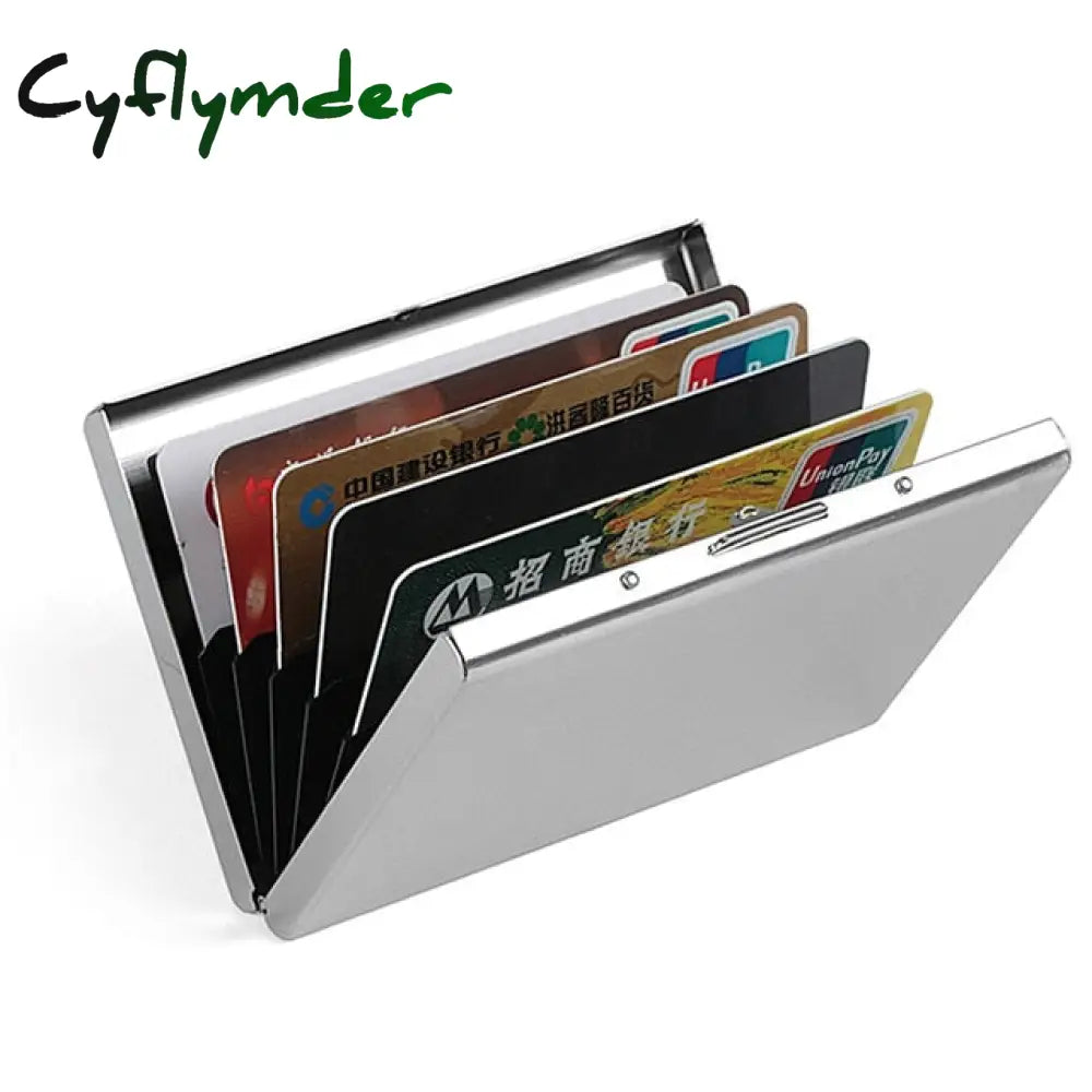 Cyflymder Fashion Aluminum Antimagnetic Card Holder Women Men Metal Cowhide Rfid Credit Business