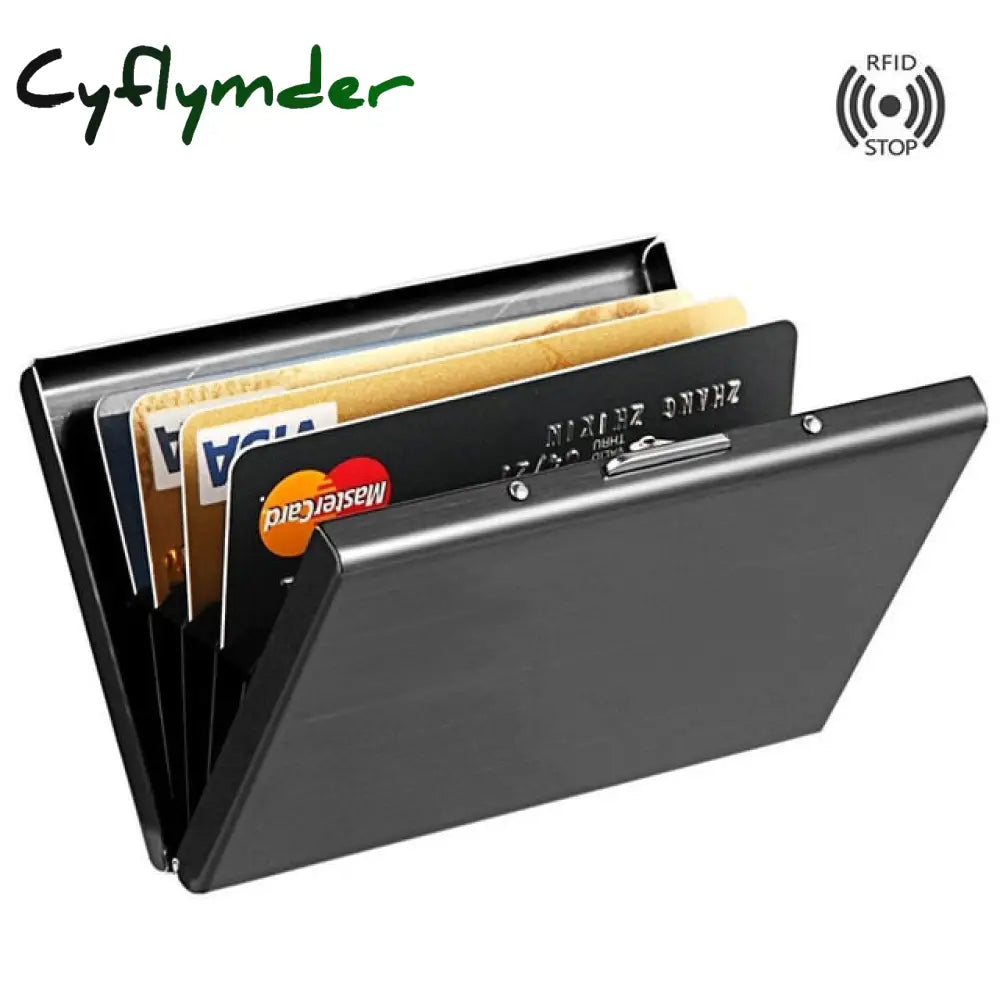 Cyflymder Fashion Aluminum Antimagnetic Card Holder Women Men Metal Cowhide Rfid Credit Business