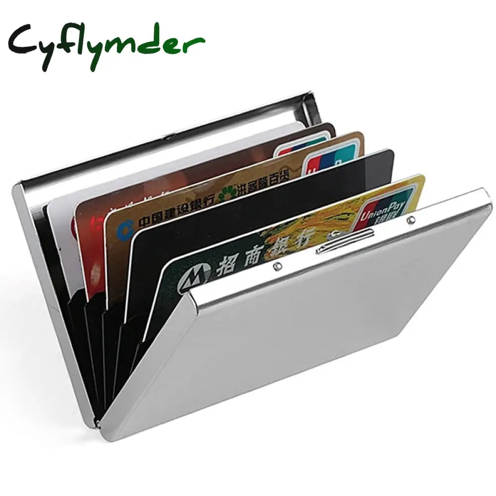 Cyflymder Fashion Aluminum Antimagnetic Card Holder Women Men Metal Cowhide Rfid Credit Business