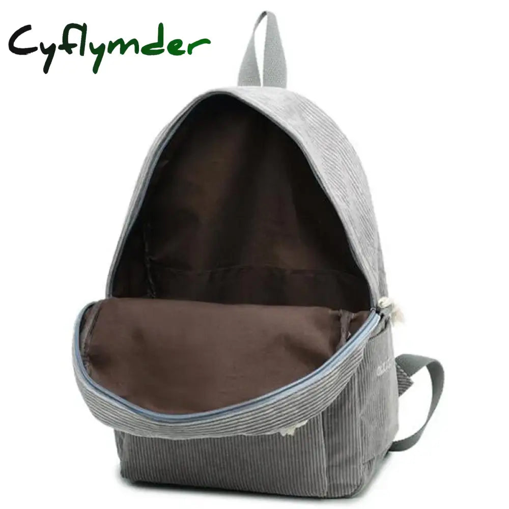 Cyflymder Fashion Backpack Corduroy Women Backpacks For Teenager Girls Student School Bag Striped