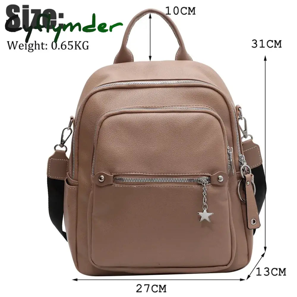Cyflymder Fashion Backpack For Women Teenage Retro Pu Leather High Quality College School Bags