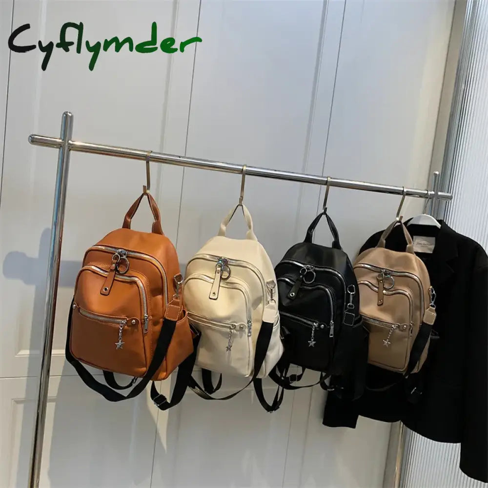 Cyflymder Fashion Backpack For Women Teenage Retro Pu Leather High Quality College School Bags