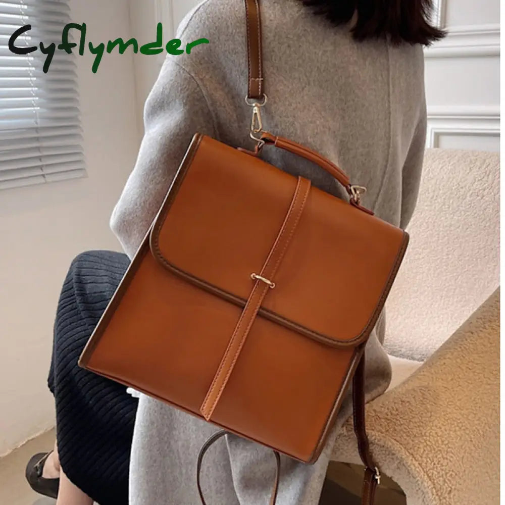 Cyflymder Fashion Backpack High Quality Leather New Designer Backpacks For Teenage Girls Female