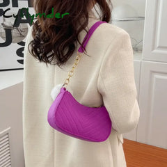 Cyflymder Fashion Bags For Women Handbag Solid Color Casual Mini Underarm Bag Female Chain Shoulder