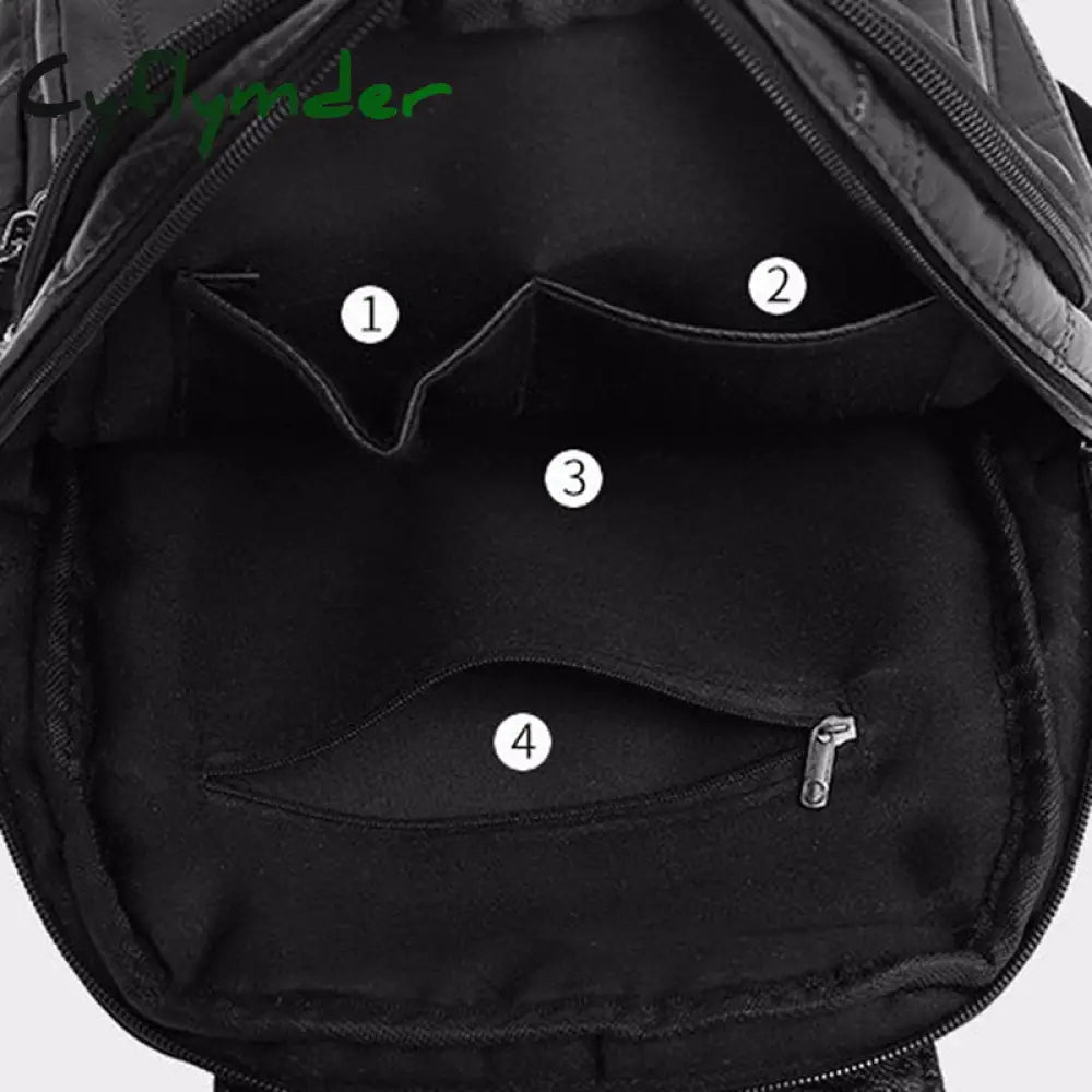 Cyflymder Fashion Black Woman Backpack High Quality Youth Pu Leather Backpacks For Teenage Girls