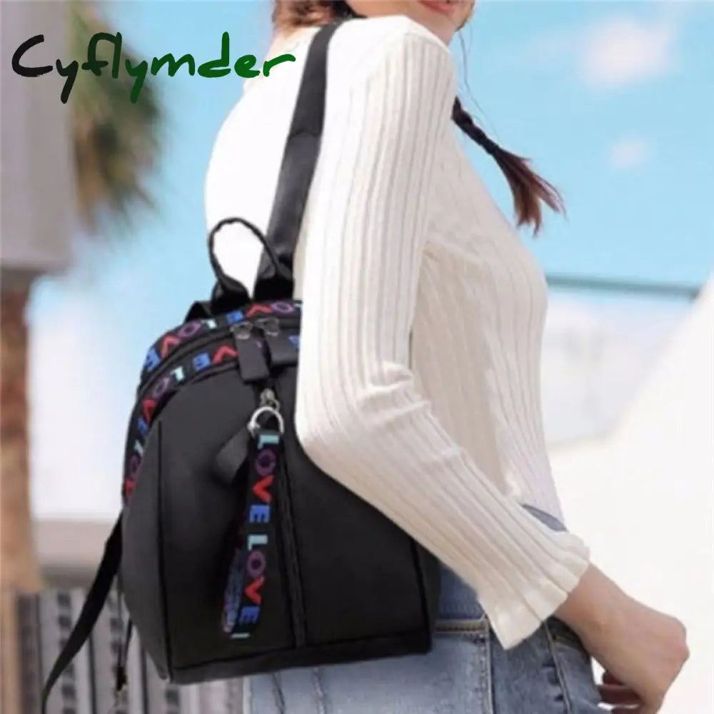 Cyflymder Fashion Black Woman Backpack High Quality Youth Pu Leather Backpacks For Teenage Girls