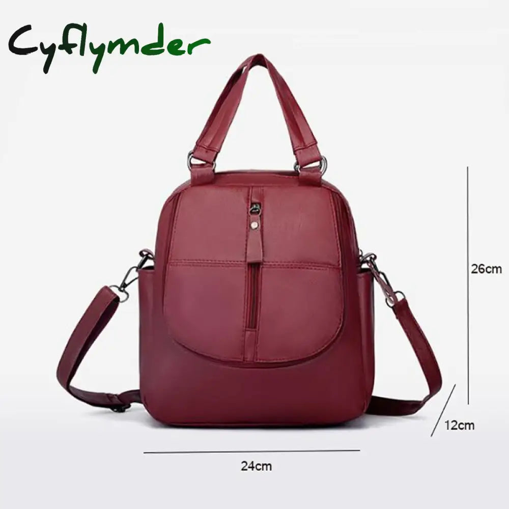 Cyflymder Fashion Black Woman Backpack High Quality Youth Pu Leather Backpacks For Teenage Girls