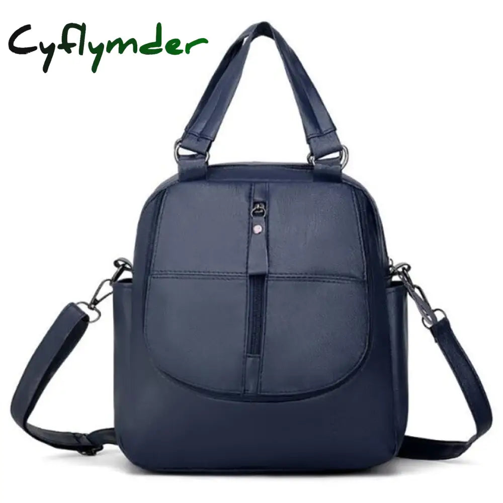 Cyflymder Fashion Black Woman Backpack High Quality Youth Pu Leather Backpacks For Teenage Girls