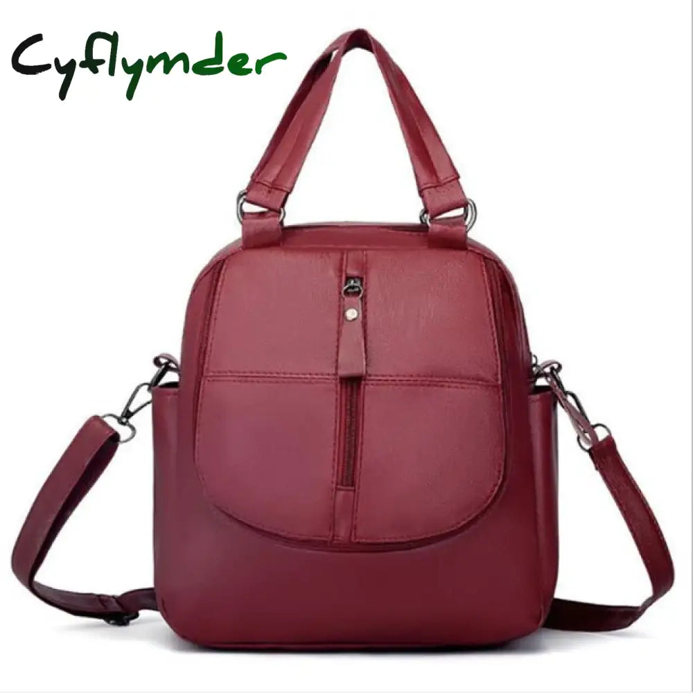 Cyflymder Fashion Black Woman Backpack High Quality Youth Pu Leather Backpacks For Teenage Girls