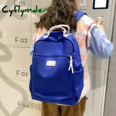 Cyflymder Fashion Canvas Backpack Women Large Capacity Schoolbag Solid Color Unisex Laptop Travel