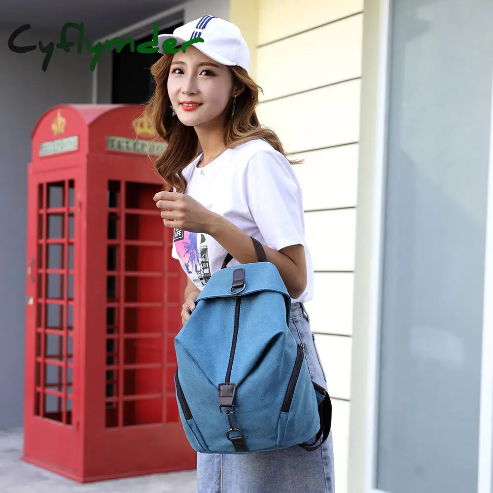 Cyflymder Fashion Canvas Female Backpack Multifuction Casual For Teenager Girls New Summer Women