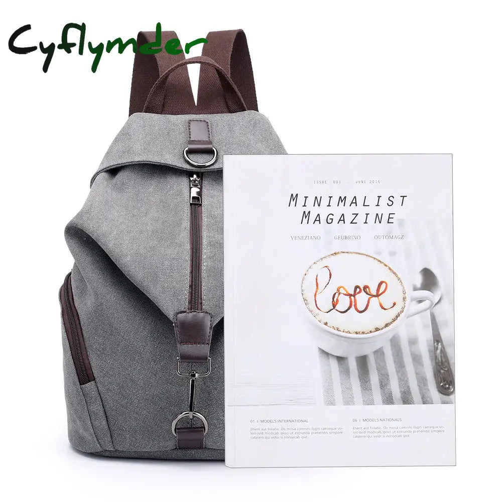 Cyflymder Fashion Canvas Female Backpack Multifuction Casual For Teenager Girls New Summer Women