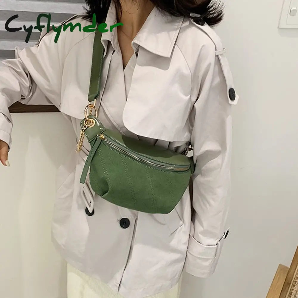 Cyflymder Fashion Chain Fanny Pack Banana Waist Bag New Brand Belt Women Pu Leather Chest Belly