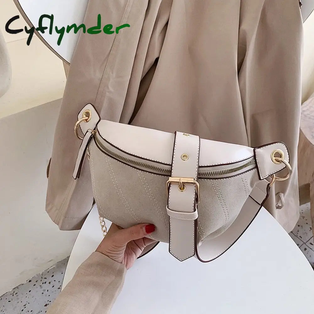 Cyflymder Fashion Chain Fanny Pack Banana Waist Bag New Brand Belt Women Pu Leather Chest Belly