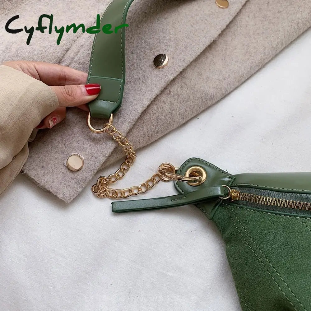 Cyflymder Fashion Chain Fanny Pack Banana Waist Bag New Brand Belt Women Pu Leather Chest Belly