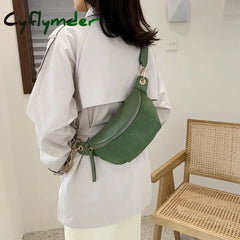 Cyflymder Fashion Chain Fanny Pack Banana Waist Bag New Brand Belt Women Pu Leather Chest Belly