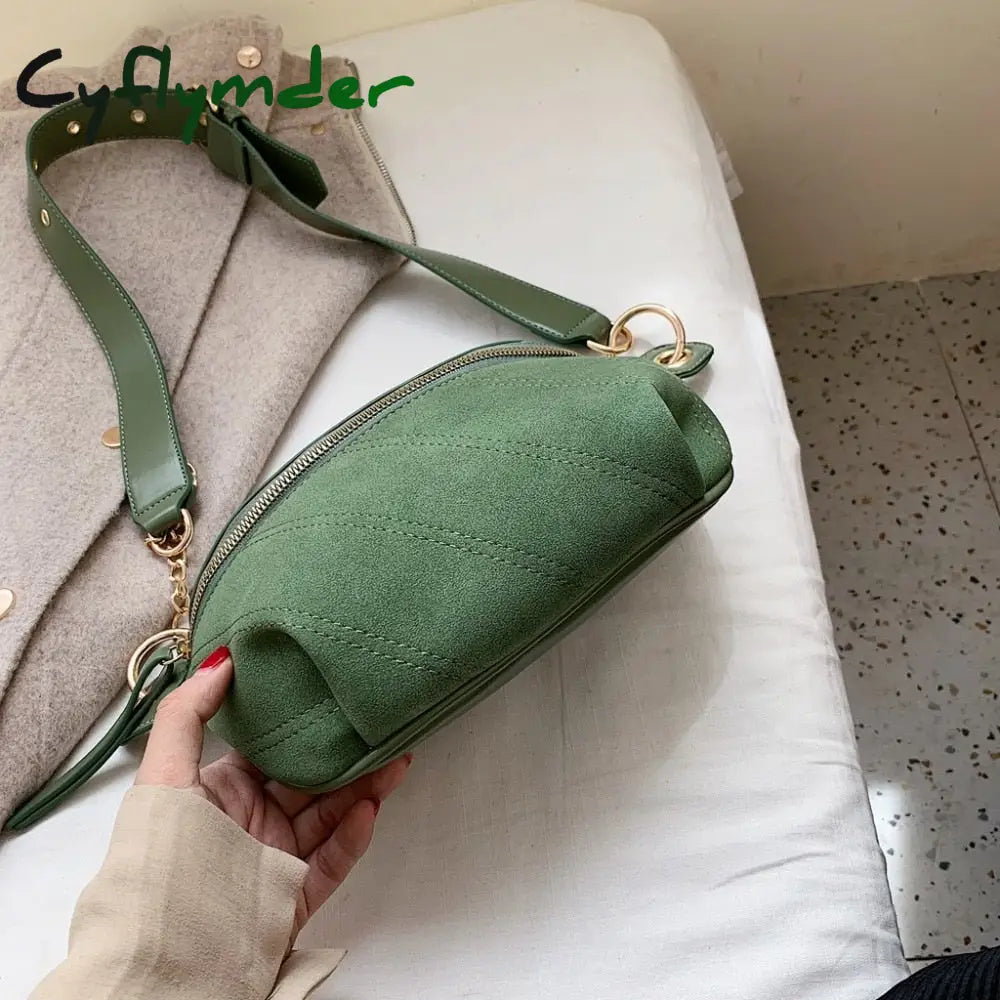 Cyflymder Fashion Chain Fanny Pack Banana Waist Bag New Brand Belt Women Pu Leather Chest Belly