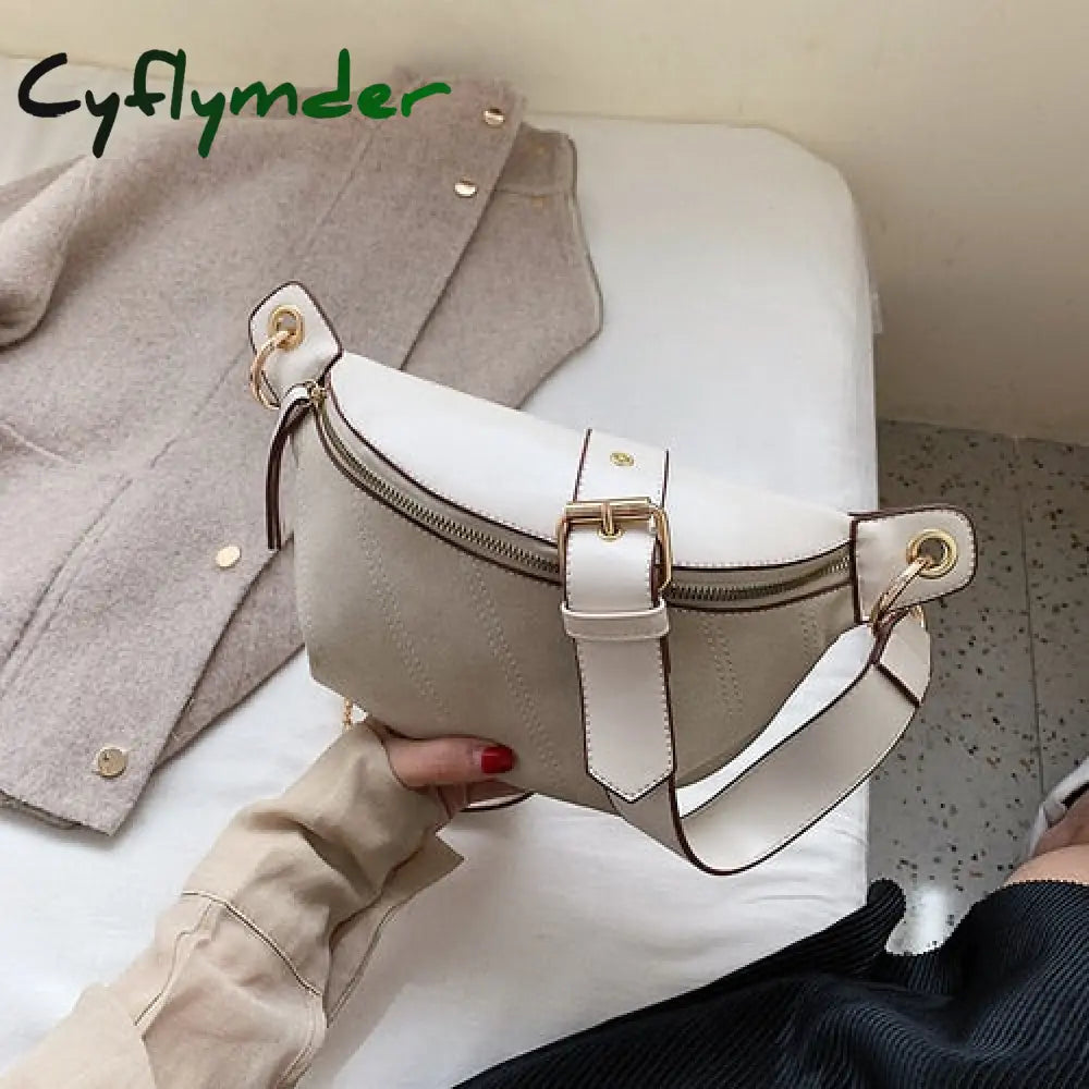 Cyflymder Fashion Chain Fanny Pack Banana Waist Bag New Brand Belt Women Pu Leather Chest Belly