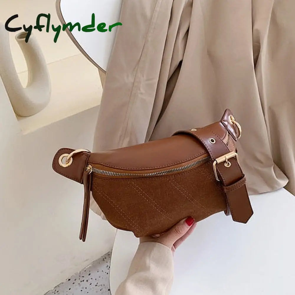 Cyflymder Fashion Chain Fanny Pack Banana Waist Bag New Brand Belt Women Pu Leather Chest Belly