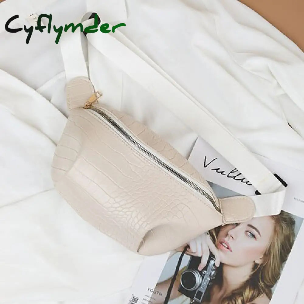 Cyflymder Fashion Chain Fanny Pack Banana Waist Bag New Brand Belt Women Pu Leather Chest Belly