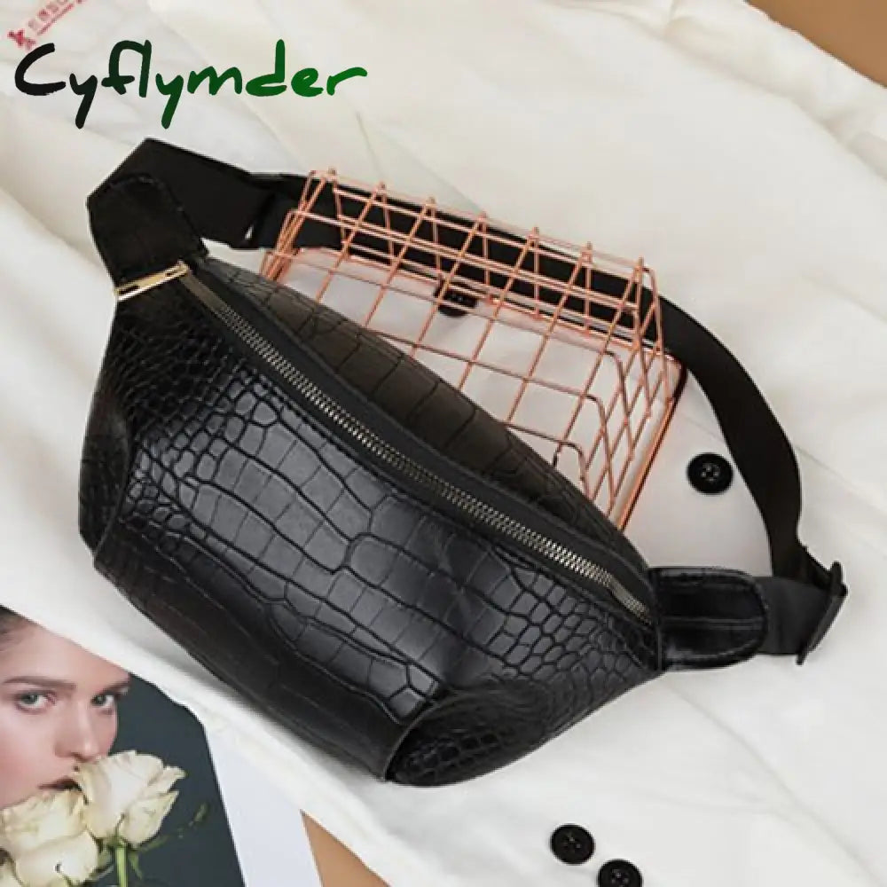 Cyflymder Fashion Chain Fanny Pack Banana Waist Bag New Brand Belt Women Pu Leather Chest Belly