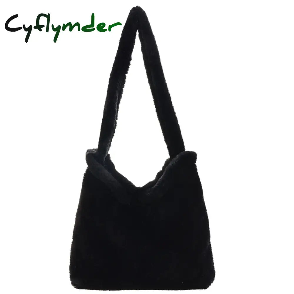 Cyflymder Fashion Checkered Print Shoulder Bag Autumn Winter Hit Color Ins Women Plush Handbag Tote