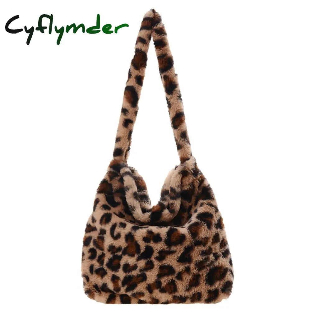 Cyflymder Fashion Checkered Print Shoulder Bag Autumn Winter Hit Color Ins Women Plush Handbag Tote