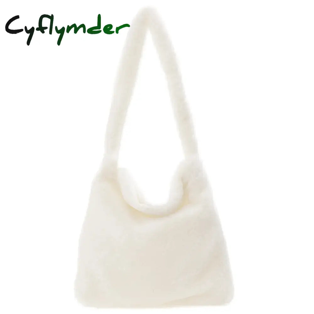 Cyflymder Fashion Checkered Print Shoulder Bag Autumn Winter Hit Color Ins Women Plush Handbag Tote