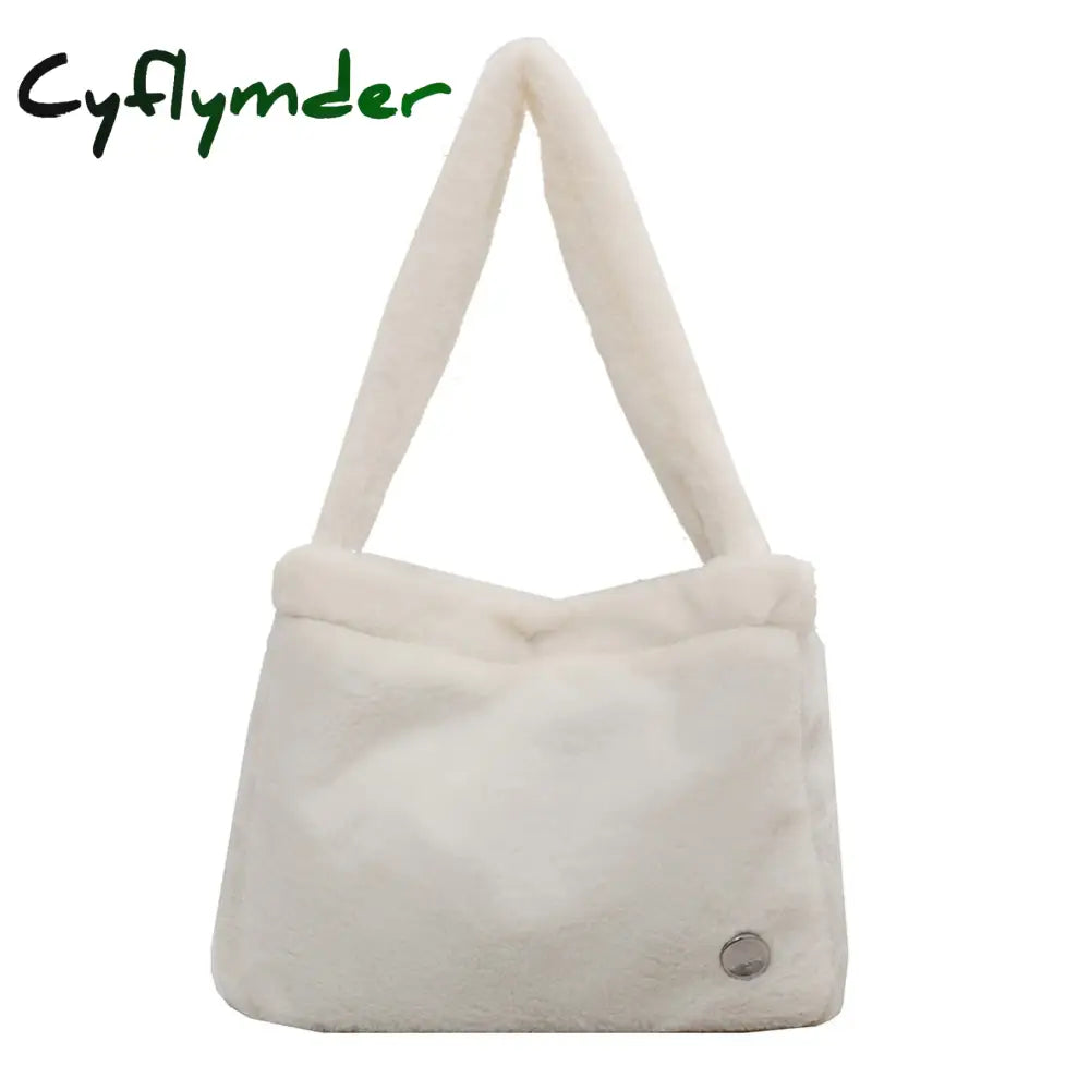 Cyflymder Fashion Checkered Print Shoulder Bag Autumn Winter Hit Color Ins Women Plush Handbag Tote