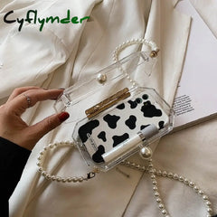 Cyflymder Fashion Clear Acrylic Box Clutch Purse Women Transparent Handbag Plastic Barrel Shaped