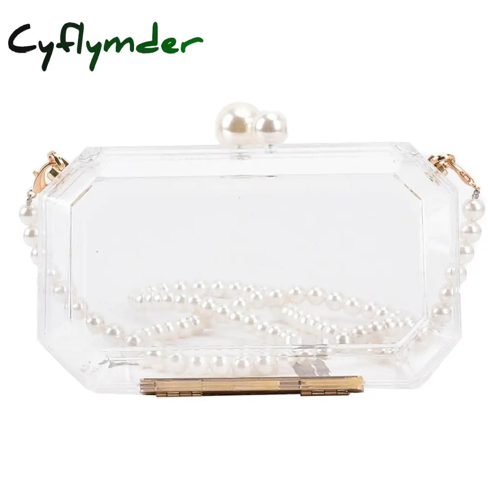 Cyflymder Fashion Clear Acrylic Box Clutch Purse Women Transparent Handbag Plastic Barrel Shaped