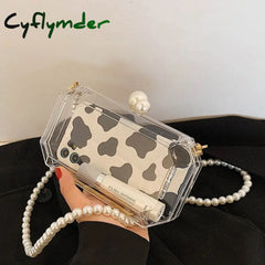 Cyflymder Fashion Clear Acrylic Box Clutch Purse Women Transparent Handbag Plastic Barrel Shaped