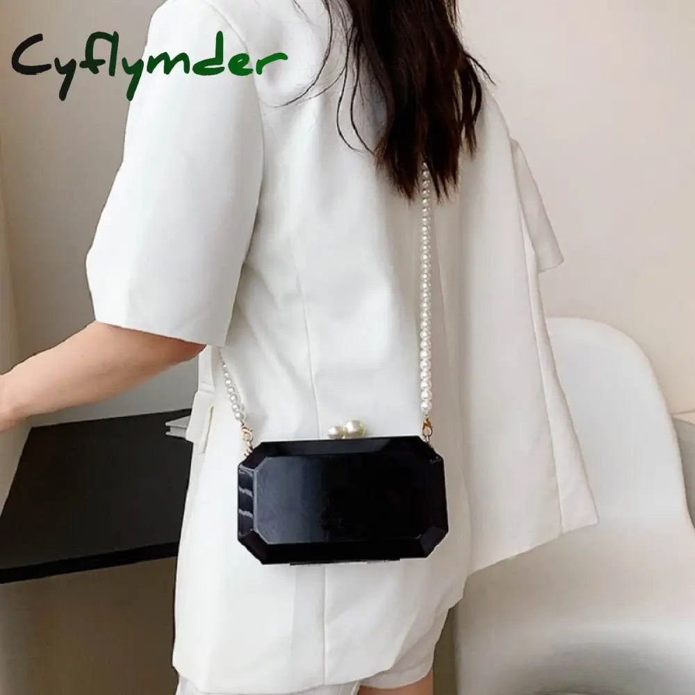 Cyflymder Fashion Clear Acrylic Box Clutch Purse Women Transparent Handbag Plastic Barrel Shaped