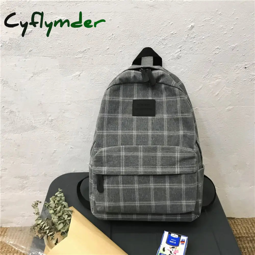 Cyflymder Fashion College School Bag Casual New Simple Women Backpack Plaid Book Packbags For
