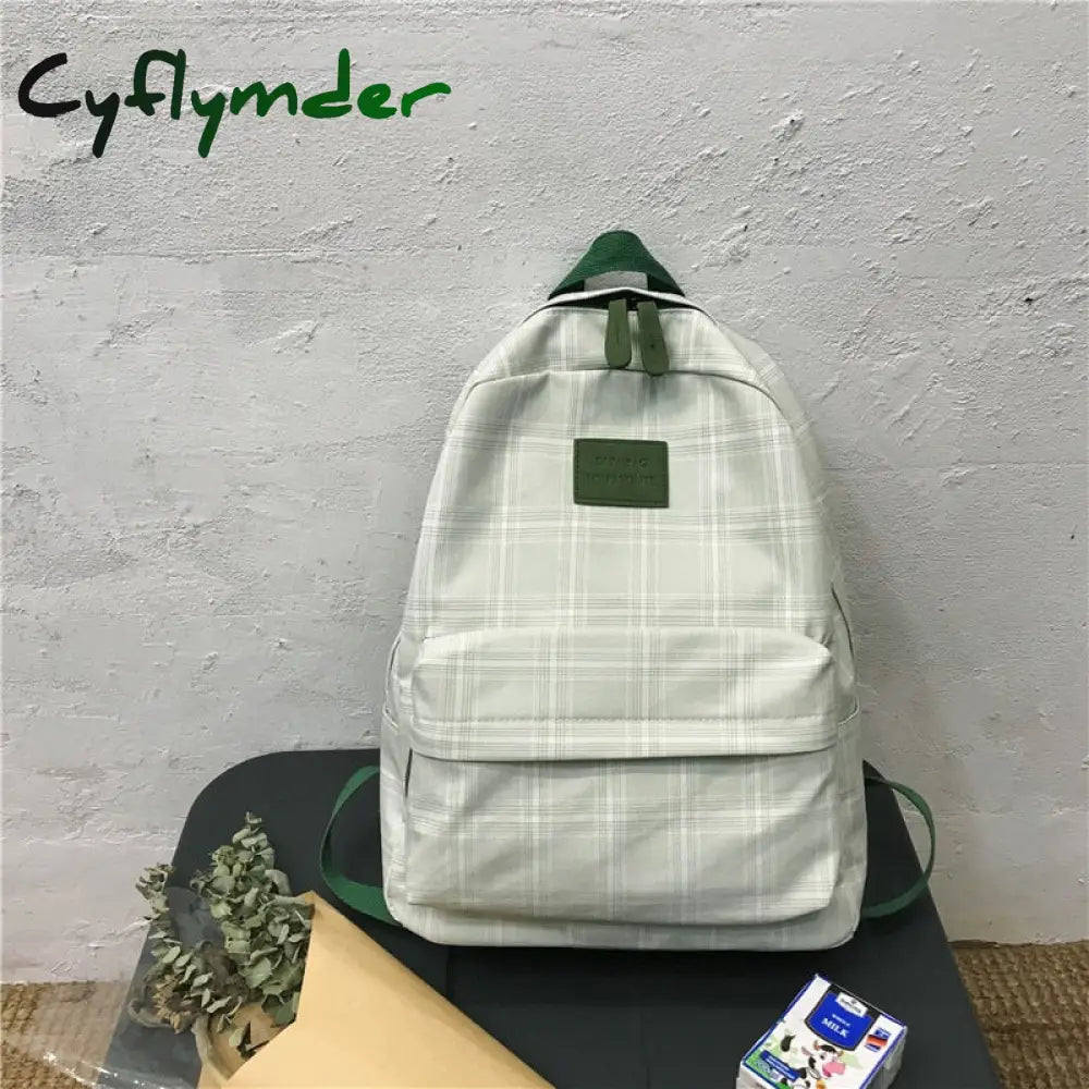 Cyflymder Fashion College School Bag Casual New Simple Women Backpack Plaid Book Packbags For