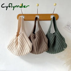 Cyflymder Fashion Crochet Handbag Soft Slouchy Hobo Bag Korean Style Vintage Retro Chic Square