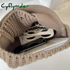 Cyflymder Fashion Crochet Handbag Soft Slouchy Hobo Bag Korean Style Vintage Retro Chic Square